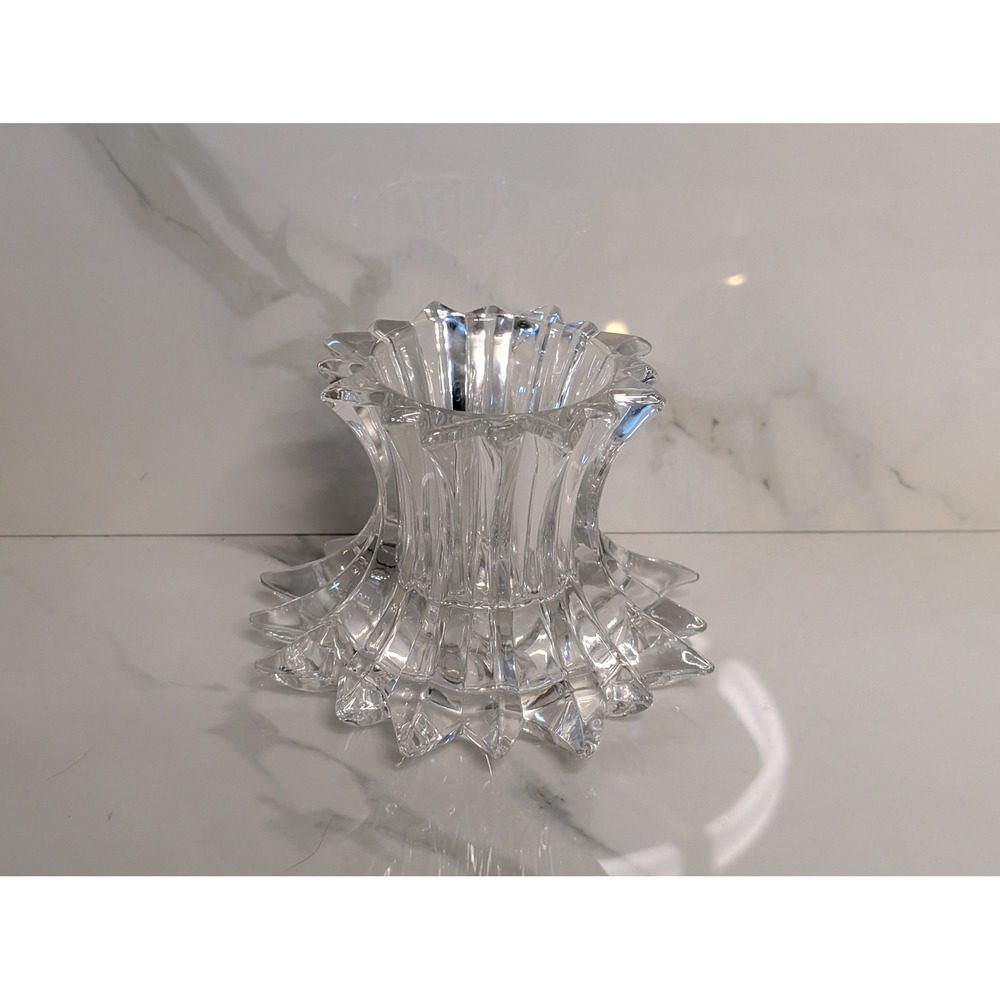 PartyLite Crystal Candle Holder Sunburst Starburst Made in Germany P0277 Clear
